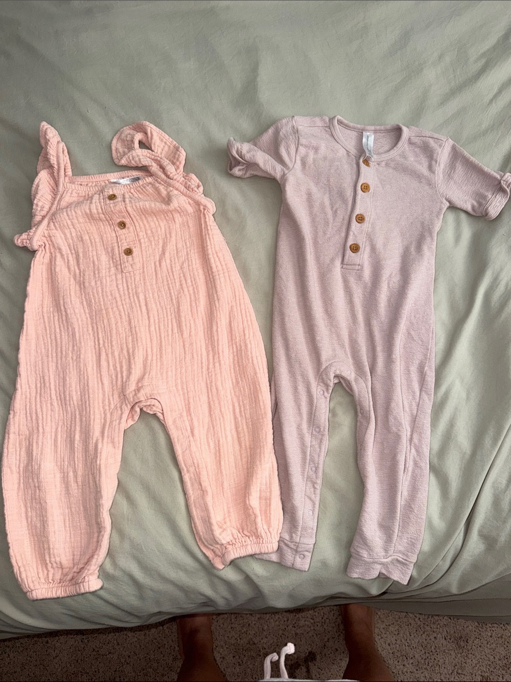 Kids One-Piece Romper in Soft Pink - Lightweight Cotton